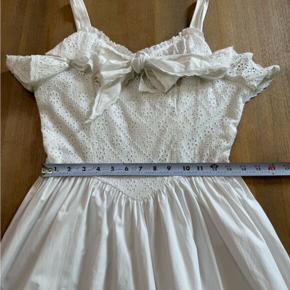 BATSHEVA A-Line Maxi Dress White Size 2 Eyelet Lace Ruffle‎ Corset Shape Bodice - Picture 7 of 15